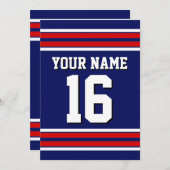Navy Blue met Red White Stripes Team Jersey Kaart (Voorkant / Achterkant)