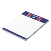 Navy Blue met Red White Stripes Team Jersey Notitieblok (Linkerzijde)