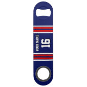 Navy Blue met Red White Stripes Team Jersey Speed Flessenopener (Voorkant)