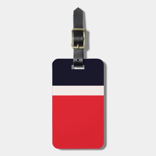 Navy Blue met rood Bagagelabel (Voorkant verticaal)