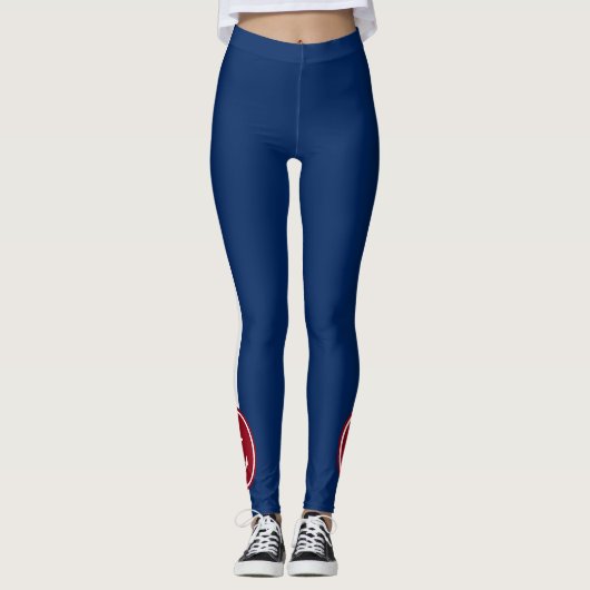 Navy Blue met rood en wit anker Leggings (Voorkant)