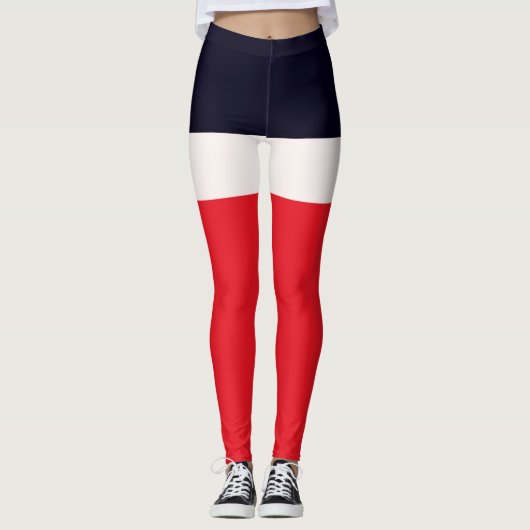 Navy Blue met rood Leggings (Voorkant)