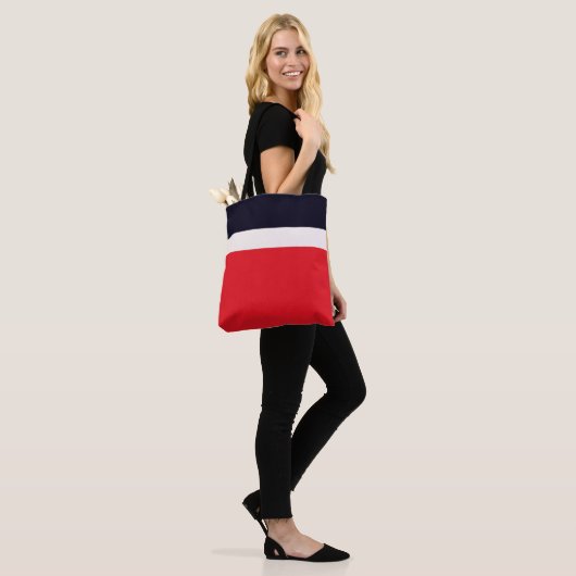 Navy Blue met rood Tote Bag (Op model)