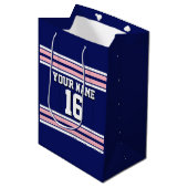 Navy Blue met roze witte strepen Jersey Medium Cadeauzakje (Voorkant Gekanteld)