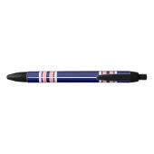 Navy Blue met roze witte strepen Jersey Zwarte Inkt Pen (Achterkant)