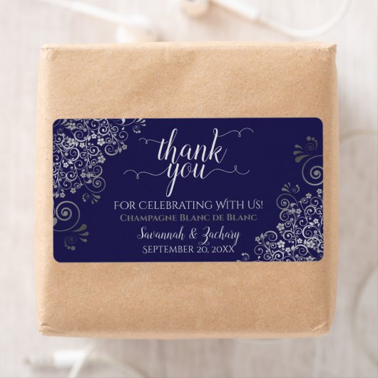 Navy Blue met Silver Lace budget Weddenschap Etiket (Insitu)