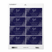 Navy Blue met Silver Lace budget Weddenschap Etiket (Full Sheet)