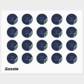 Navy Blue met Waterverf groen envelop afdichtingen Ronde Sticker (Vel)