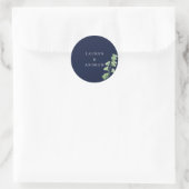 Navy Blue met Waterverf groen envelop afdichtingen Ronde Sticker (Tas)