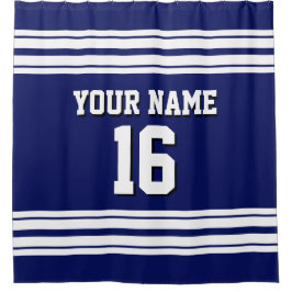 Navy Blue met White Stripes Sports Jersey Douchegordijn