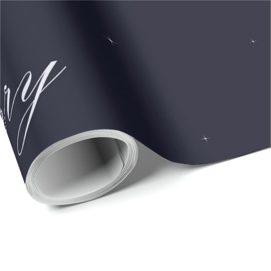 Navy Blue met witte kerst Cadeaupapier (Rol Hoek)