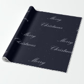 Navy Blue met witte kerst Cadeaupapier (Uitgerold)