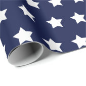 Navy blue met witte sterren matte wrappapier cadeaupapier (Rol Hoek)