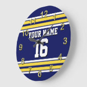 Navy Blue met Yellow White Stripes Team Jersey Grote Klok (Hoek)