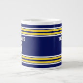 Navy Blue met Yellow White Stripes Team Jersey Grote Koffiekop (Voorkant)