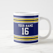 Navy Blue met Yellow White Stripes Team Jersey Grote Koffiekop (Rechts)