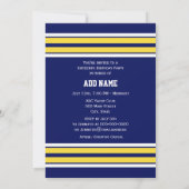 Navy Blue met Yellow White Stripes Team Jersey Kaart (Achterkant)