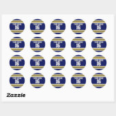 Navy Blue met Yellow White Stripes Team Jersey Ronde Sticker (Vel)
