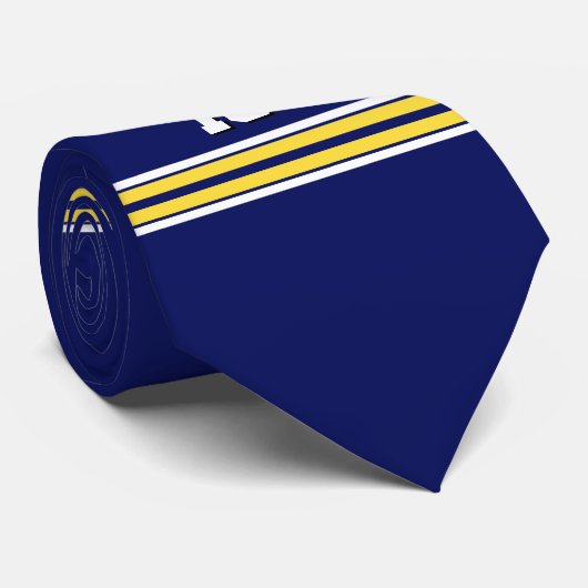 Navy Blue met Yellow White Stripes Team Jersey Stropdas (Opgerold)