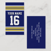 Navy Blue met Yellow White Stripes Team Jersey Visitekaartje (Voorkant / Achterkant)