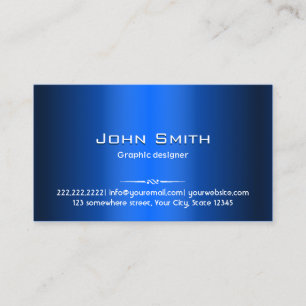 Navy Blue Metal Graphic Designer Professional Visitekaartje