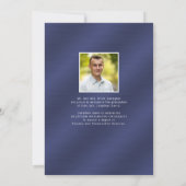 Navy Blue Metallic 5 Photo Collage Afstuderen Aankondiging (Achterkant)