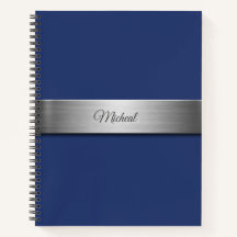 Navy Blue Metallic Accent Monogram