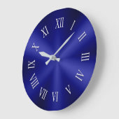 Navy Blue Metallic Clock met White Roman Numbers Grote Klok (Hoek)