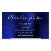 Navy Blue Metallic Folie Modern Business Magnetisch Visitekaartje (Voorkant)