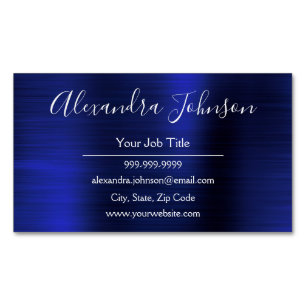 Navy Blue Metallic Folie Modern Business Magnetisch Visitekaartje