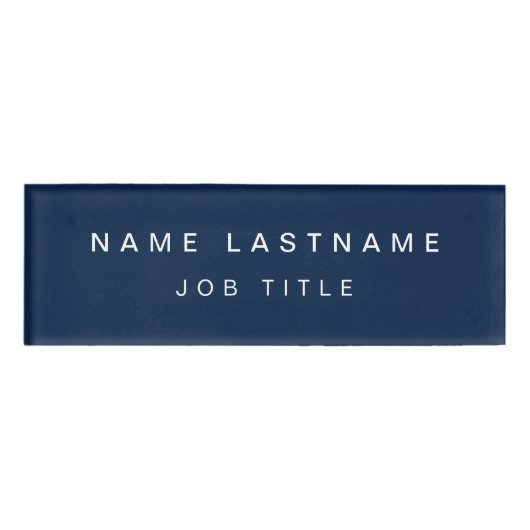 Navy Blue Metallic Folie Modern Business Naambadge (Voorkant)