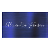 Navy Blue Metallic Folie Modern Business Naambadge (Voorkant)
