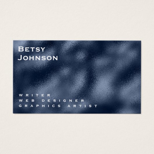 Navy Blue Metallic Folie Visitekaartje (Voorkant)