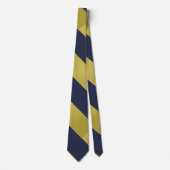 Navy Blue & Metallic Gold Broad University Stripe Stropdas (Voorkant)