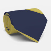 Navy Blue & Metallic Gold Broad University Stripe Stropdas (Opgerold)