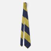 Navy Blue & Metallic Gold Broad University Stripe Stropdas (Achterkant)