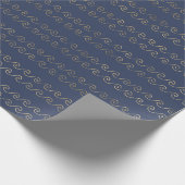 Navy Blue Metallic Gold Ocean Waves Cadeaupapier (Hoek)