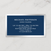 Navy Blue Metallic Steel Horse Riding Instructor Visitekaartje (Achterkant)