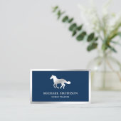 Navy Blue Metallic Steel Horse Riding Instructor Visitekaartje (Staand voorkant)