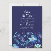 Navy Blue Mexican Floral Fiesta Save the Date Kaar Kaart (Voorkant)