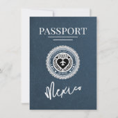 Navy Blue Mexico Paspoort Save The Date (Voorkant)