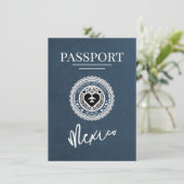 Navy Blue Mexico Passport Bewaar de datum Save The Date (Staand voorkant)