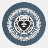 Navy Blue Mexico Passport Ronde Sticker (Voorkant)