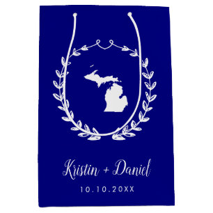 Navy Blue Michigan Map Wedding Welcome Swag Medium Cadeauzakje