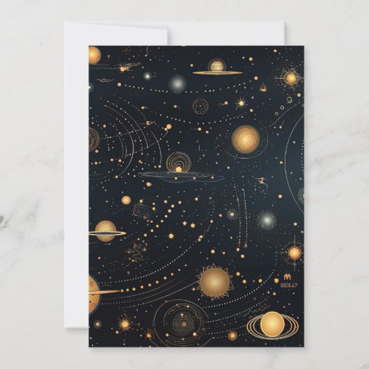 Navy Blue Mid Summer Night Dream Celestial Weddens Kaart (Achterkant)