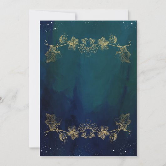 Navy Blue Mid Summer Night Dream Celestial Weddens Kaart (Achterkant)