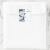 Navy Blue Midnight Snowfall Christmas Gift label (Tas)