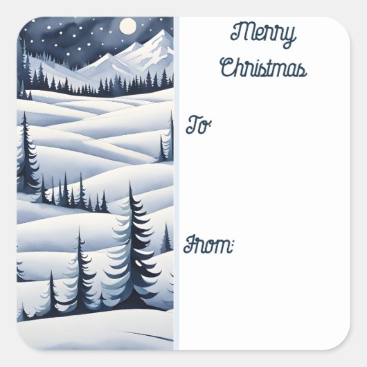 Navy Blue Midnight Snowfall Christmas Gift label (Voorkant)