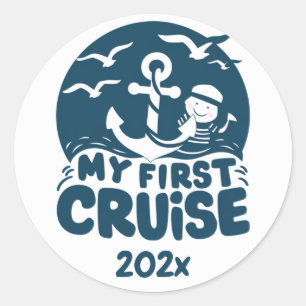 Navy Blue Mijn eerste cruise op maat Ronde Sticker