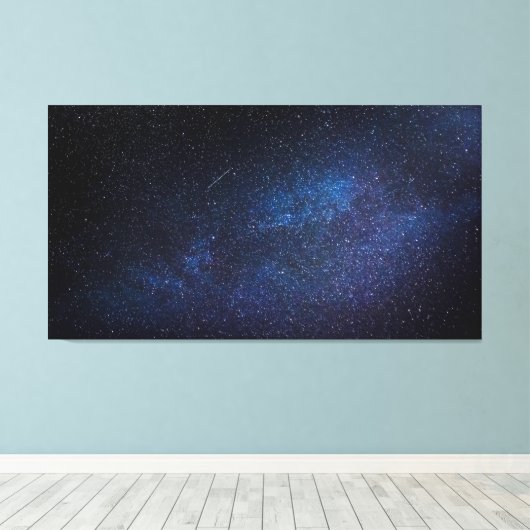 Navy Blue Milky way Night sky Galaxy Foto Canvas Afdruk (Insitu (Houten vloer))